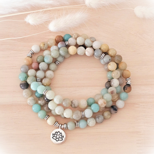 bracelet mala 108 perles amazonite