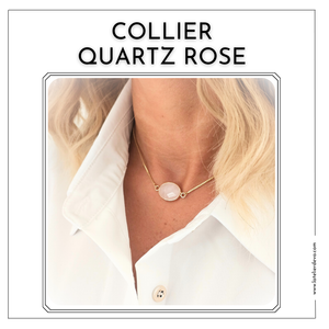 Collier pendentif chaîne quartz rose