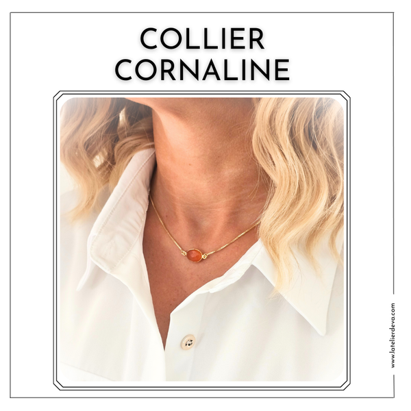 Collier de lithothérapie en CORNALINE