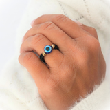 bague ajustable œil bleu porte-bonheur