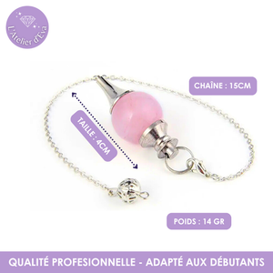 Pendule divinatoire en Quartz Rose naturel, outil de spiritualité